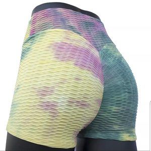 Women Anti-Cellulite Yoga Tie Dye Shorts Push Up
